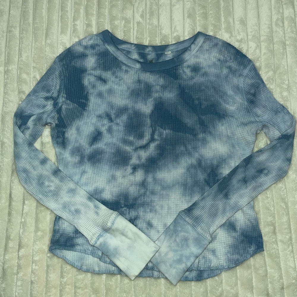 “Me to We” blue and white tie dye sweater!